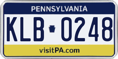 PA license plate KLB0248