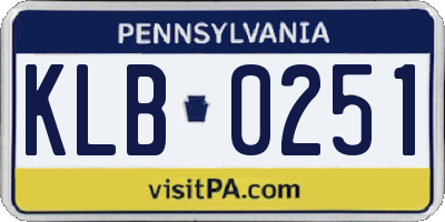 PA license plate KLB0251
