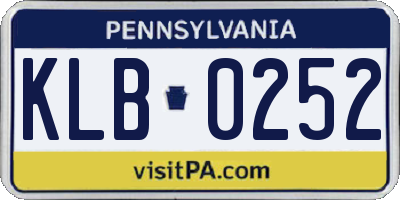 PA license plate KLB0252