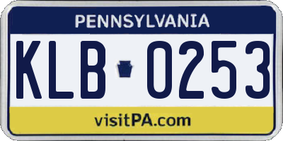 PA license plate KLB0253