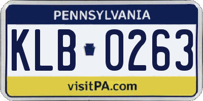 PA license plate KLB0263