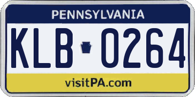 PA license plate KLB0264