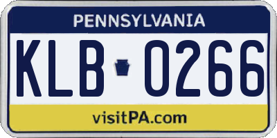 PA license plate KLB0266