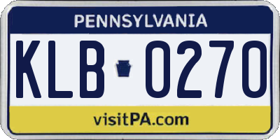 PA license plate KLB0270