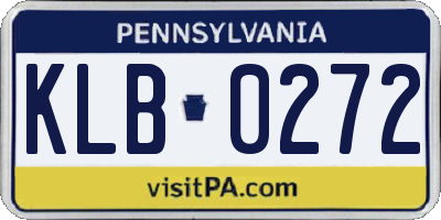 PA license plate KLB0272