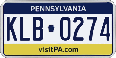 PA license plate KLB0274