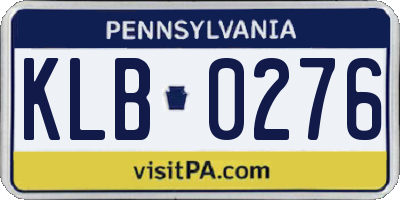 PA license plate KLB0276