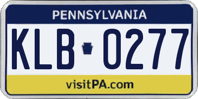 PA license plate KLB0277