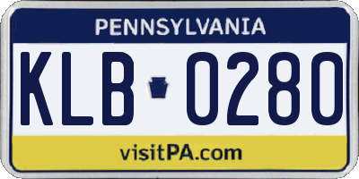 PA license plate KLB0280