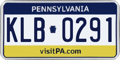 PA license plate KLB0291
