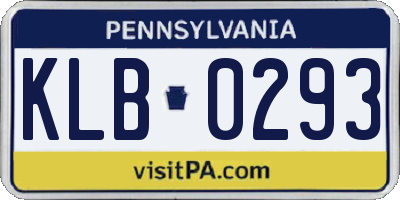 PA license plate KLB0293