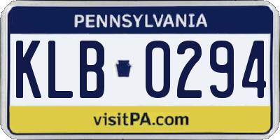 PA license plate KLB0294