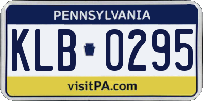PA license plate KLB0295