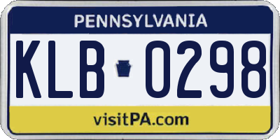 PA license plate KLB0298