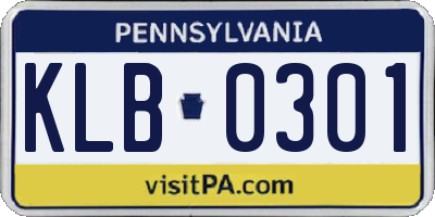 PA license plate KLB0301
