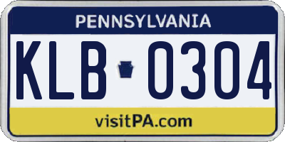 PA license plate KLB0304