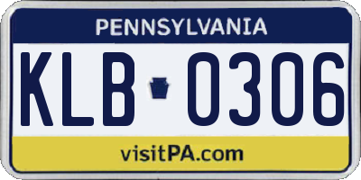 PA license plate KLB0306