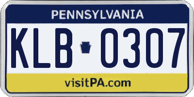 PA license plate KLB0307