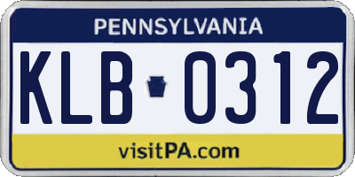 PA license plate KLB0312