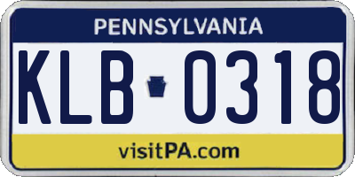 PA license plate KLB0318