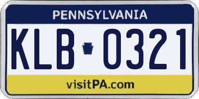 PA license plate KLB0321