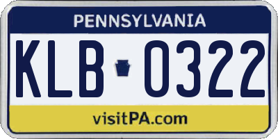 PA license plate KLB0322
