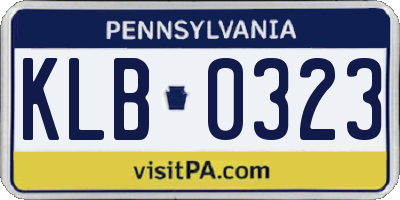PA license plate KLB0323