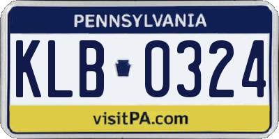 PA license plate KLB0324