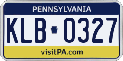 PA license plate KLB0327