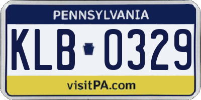 PA license plate KLB0329