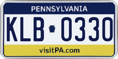 PA license plate KLB0330
