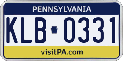 PA license plate KLB0331