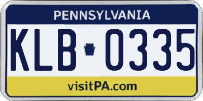 PA license plate KLB0335