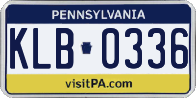 PA license plate KLB0336