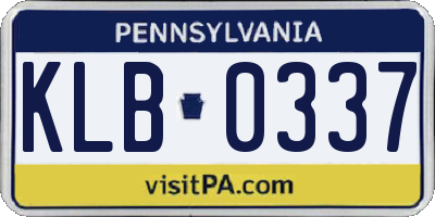 PA license plate KLB0337