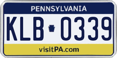 PA license plate KLB0339