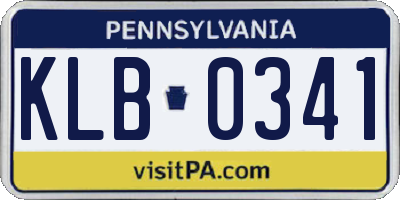 PA license plate KLB0341
