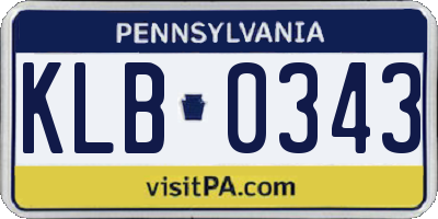 PA license plate KLB0343