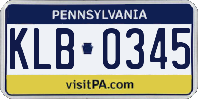 PA license plate KLB0345