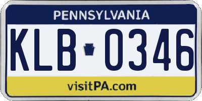 PA license plate KLB0346