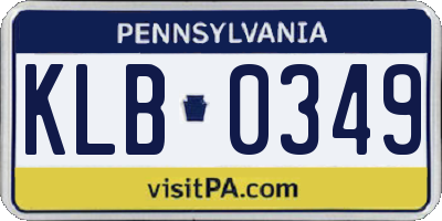 PA license plate KLB0349