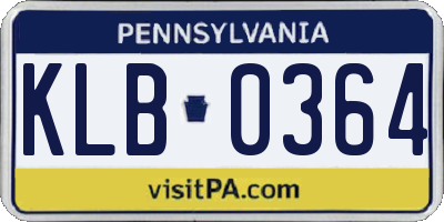 PA license plate KLB0364