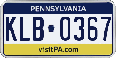 PA license plate KLB0367