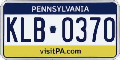 PA license plate KLB0370