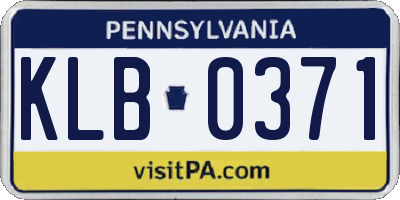 PA license plate KLB0371