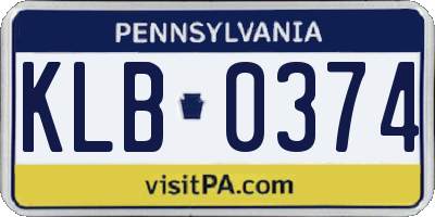 PA license plate KLB0374