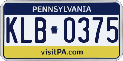 PA license plate KLB0375