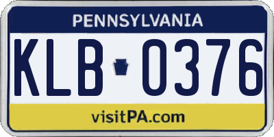 PA license plate KLB0376