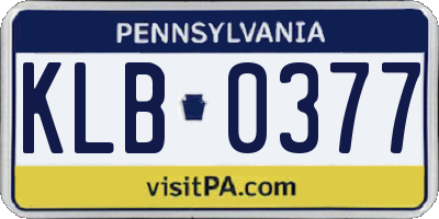 PA license plate KLB0377