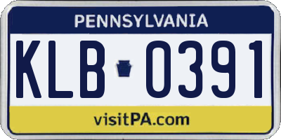 PA license plate KLB0391